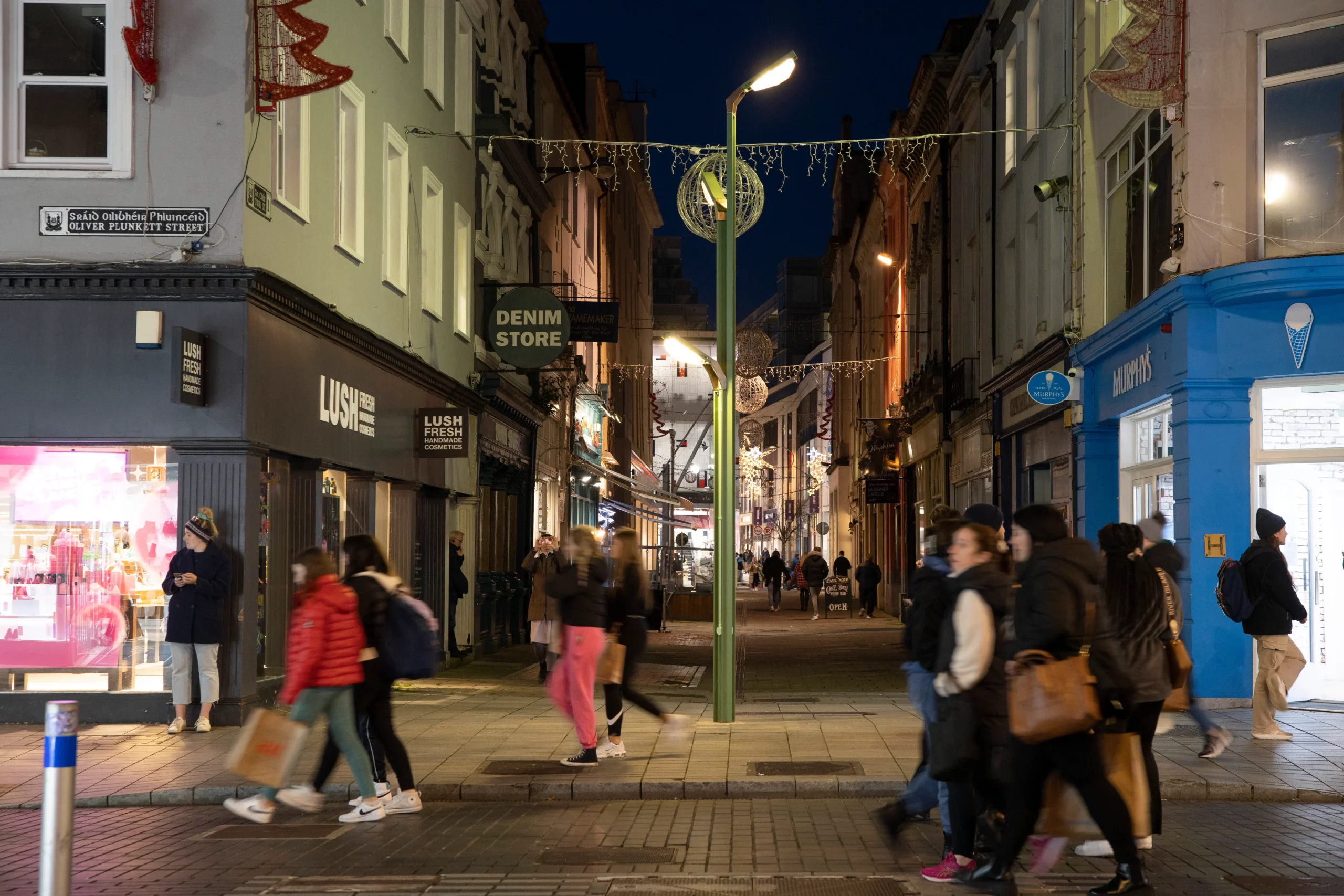 Boom Nouveau, sculptural light, commissioned public art work for Cork City Centre